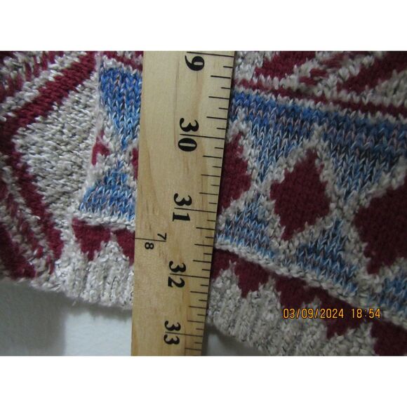 LUCKY BRAND SIZE S/P OPEN FRONT CARDIGAN SWEATER SOUTHWESTERN PRINT ATEC WESTERN - Picture 4 of 9